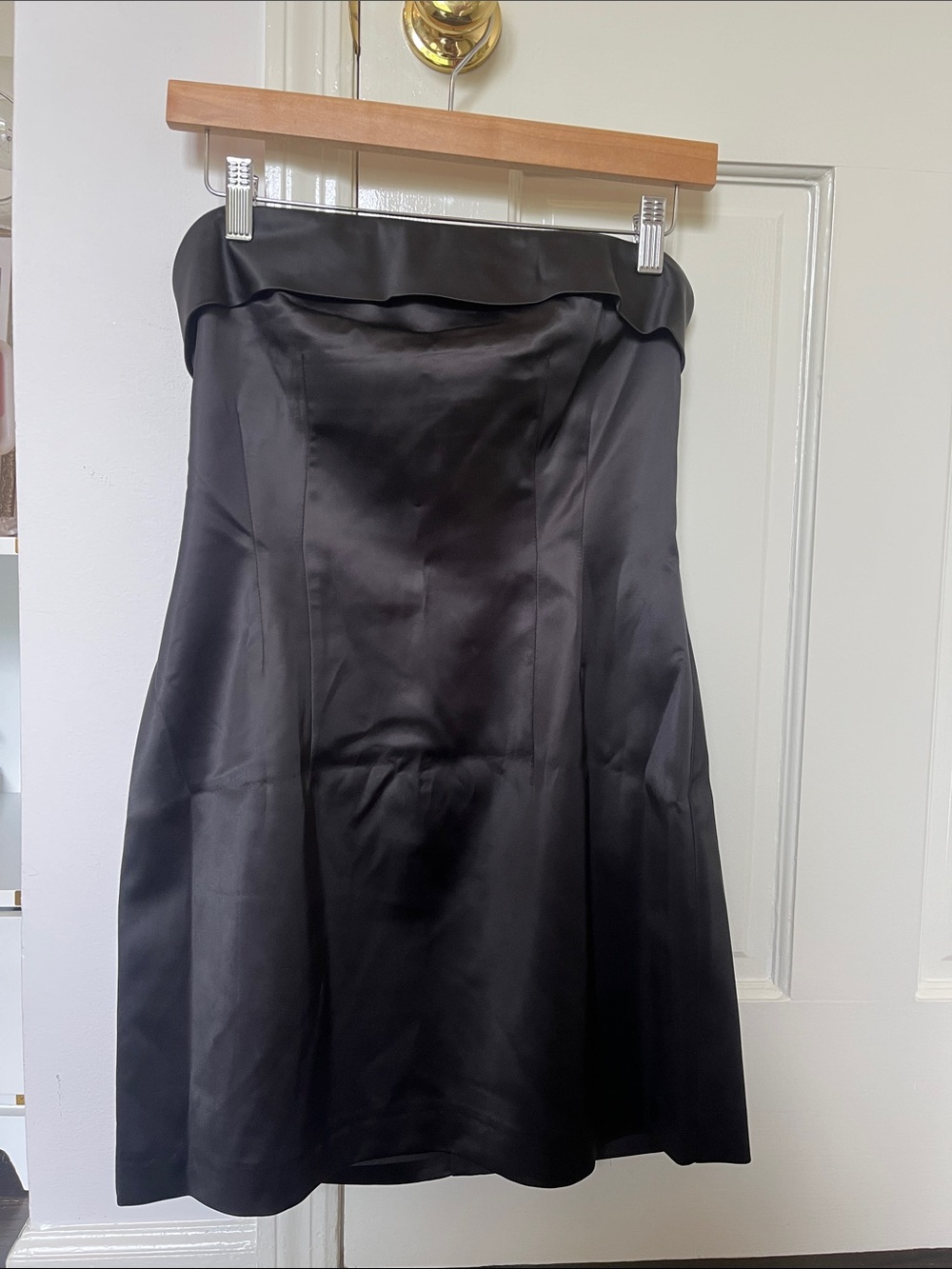 French Connection Black Strapless Satin Cocktail Dress